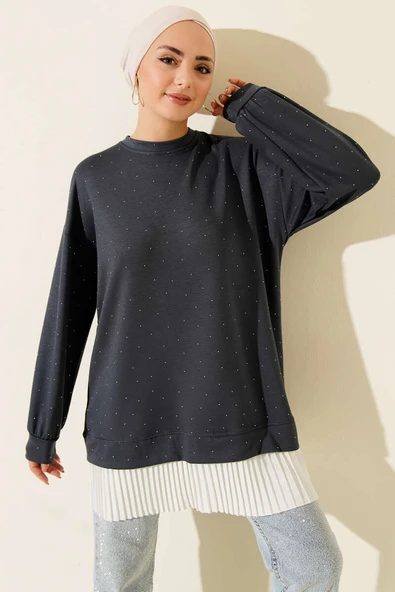 Loyşa Taşlı Piliseli Tunik Füme ürün görseli