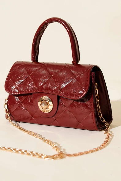 Gloss Mini Zincirli Çanta Bordo ürün görseli 1