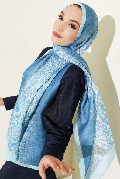 Paisley Çiçek Desen Şal Bebe Mavi ürün görseli 1