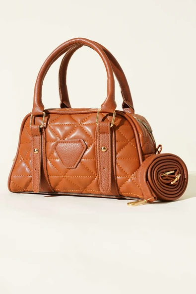 Kapitone Detay Fermuarlı Çanta Taba ürün görseli 1