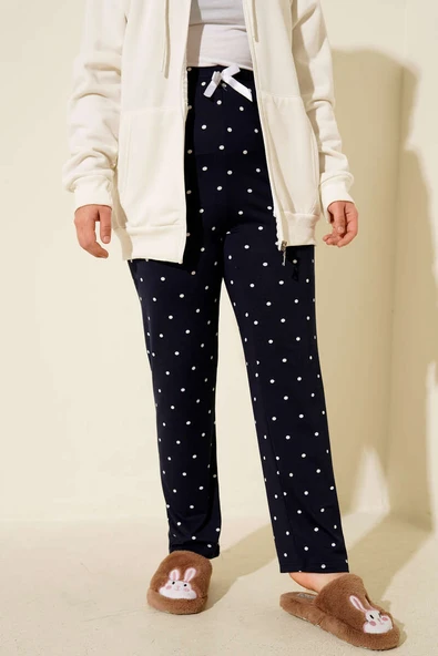 Bel Lastikli Desenli Pijama Altı Lacivert - Resim 2