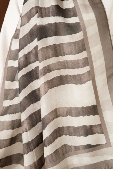 Stick Desen Lina Şal Soft Kahve - Resim 4