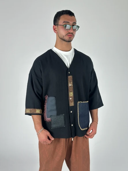 Tasarım Siyah Erkek Gömlek COC1073 ürün görseli