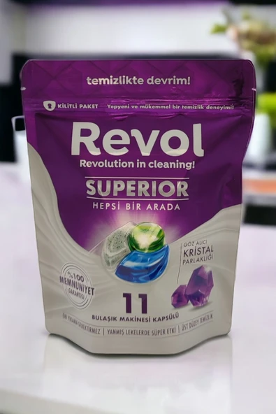 REVOL Superior Hepsi Bir Arada Bulaşık Makinesi Kapsülü Tableti 11 Yıkama - Resim 3