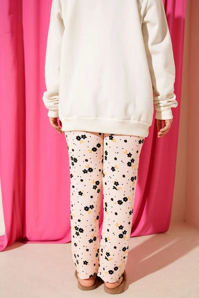 Bel Lastikli Desenli Pijama Altı Somon - Resim 3