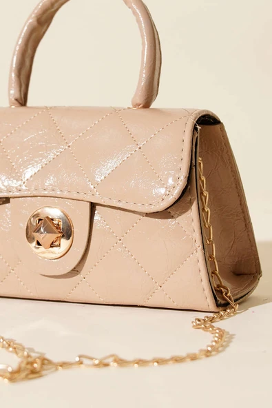 Gloss Mini Zincirli Çanta Bej - Resim 3