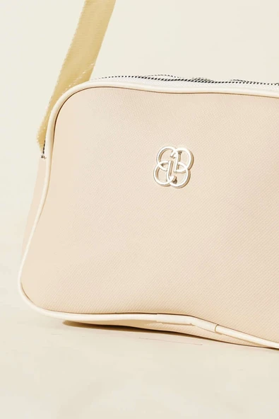 Armalı 3 Bölmeli Fermuarlı Çanta Krem - Resim 3