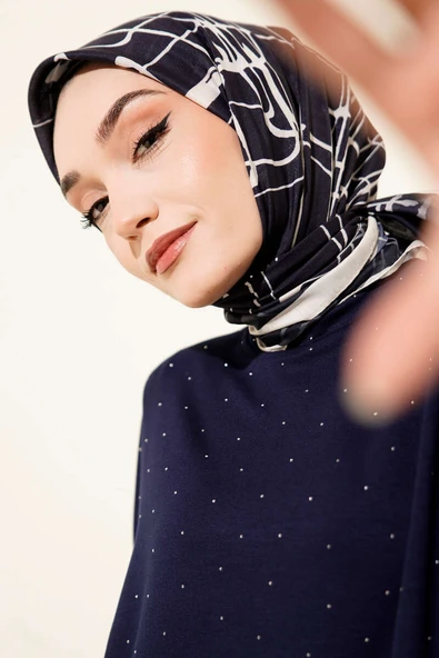 Desenli Lacivert Serisi Eşarp Asorti 7 ürün görseli 1