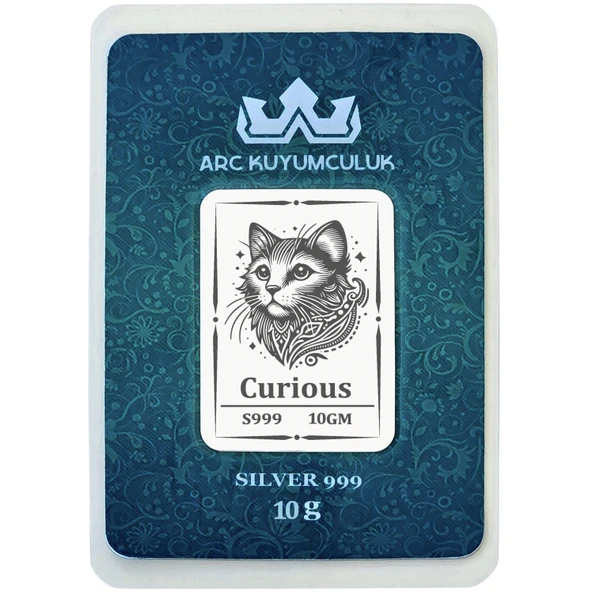 999 Ayar Gümüş ile Üretilmiş Kedi Temalı Hediyeye Özel 10 Gram Gümüş Külçesi-719 ürün görseli