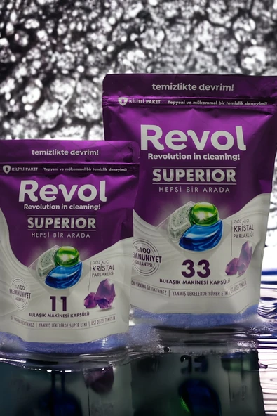 REVOL Superior Hepsi Bir Arada Bulaşık Makinesi Kapsülü Tableti 33+11 Yıkama ürün görseli 1
