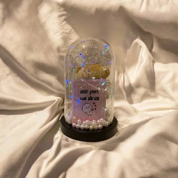 Sürpriz Işıklı Aşk Fanusu: Kolye ve Mesaj Kartı İçeren Romantik Hediye Seti - Resim 3