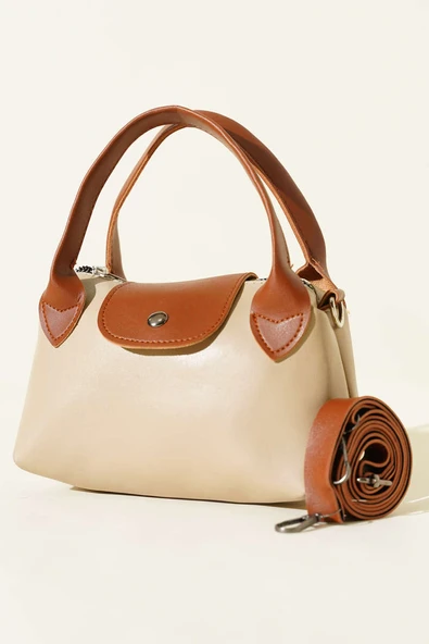 Mini Classic Çıtçıtlı Kadın El Çantası Bej ürün görseli 1