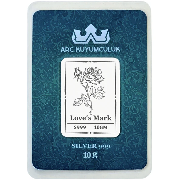Hediyeye Özel 10 Gram Sevgi Gülü Temalı 999 Ayar Gümüş ile Üretilmiş Gümüş Külçesi-716 ürün görseli