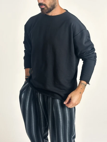 Erkek Basic Siyah Sweatshirt COC1019 ürün görseli