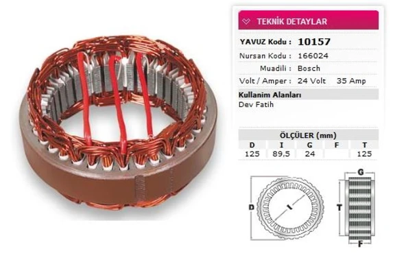 Bmc Truck Stator Bosch Tip 24v 35a Dev Fatıh Nursan 166024 - Yavuz 10 157 ürün görseli