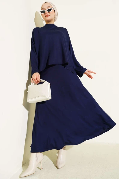 Loyşa Basic Tunik Etek İkili Takım Lacivert ürün görseli 1
