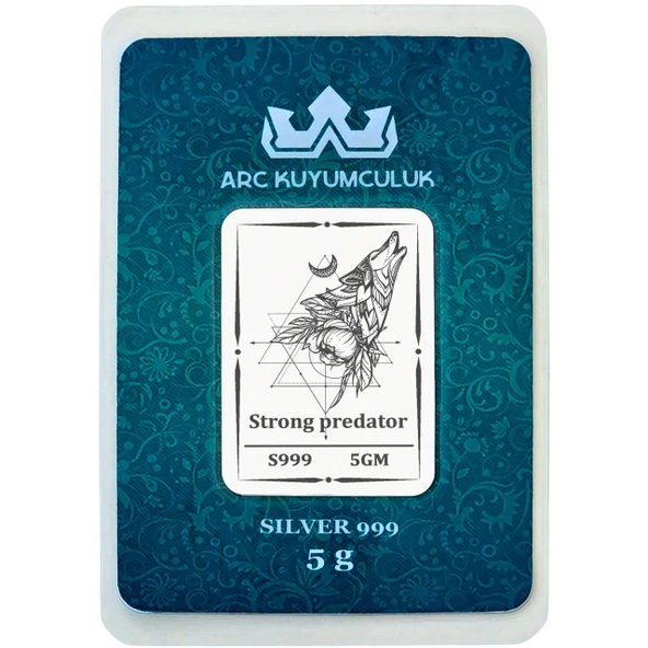 Kurt Temalı Hediyeye Özel 5 Gram 999 Ayar Gümüş ile Tasarlanmış Gümüş Külçesi-721 ürün görseli