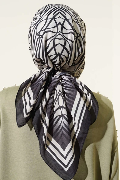 Desenli Siyah Serisi Eşarp Asorti 8 - Resim 3