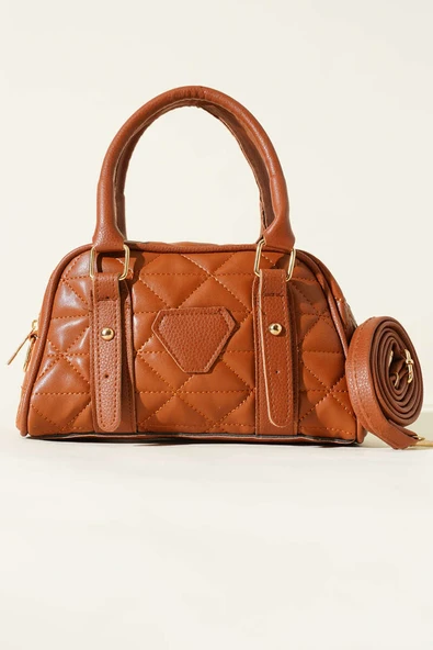 Kapitone Detay Fermuarlı Çanta Taba - Resim 2