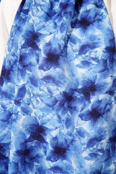 Çiçek Desenli Rami Şal Saks - Resim 4