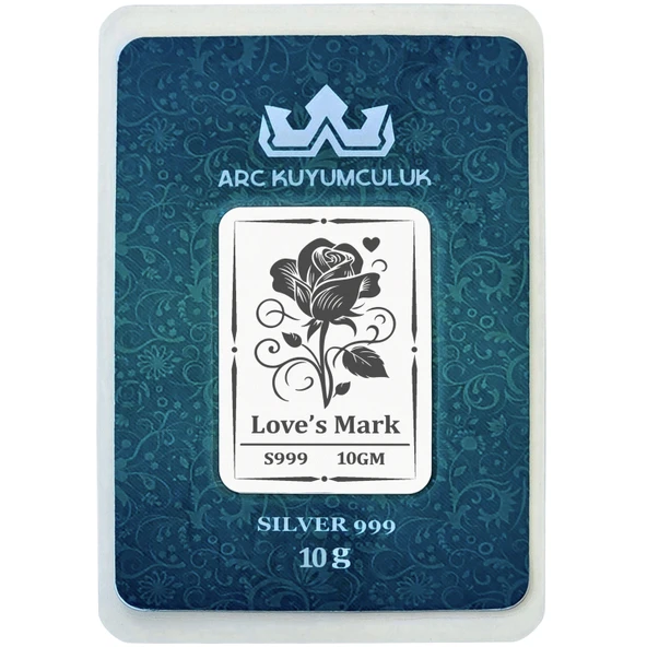 999 Ayar Gümüş ile Üretilmiş Gül Temalı Hediyeye Özel 10 Gram Gümüş Külçesi-717 ürün görseli