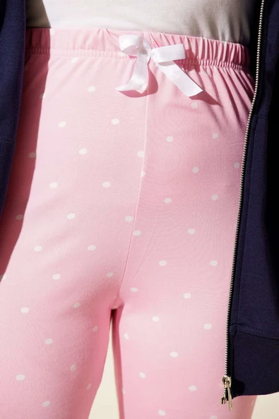 Bel Lastikli Desenli Pijama Altı Pembe - Resim 4