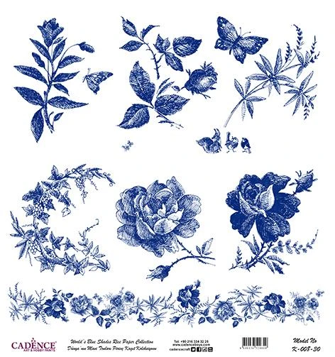 Dünyanın Mavi Tonları Pirinç Dekopaj Kağıdı - K-008 ürün görseli 1