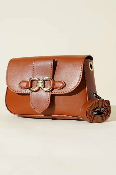 Yaldız Tokalı Kadın El Çantası Taba ürün görseli 1