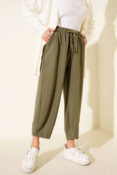 Bel Lastikli Çımalı Loyşa Pantolon Haki ürün görseli 1