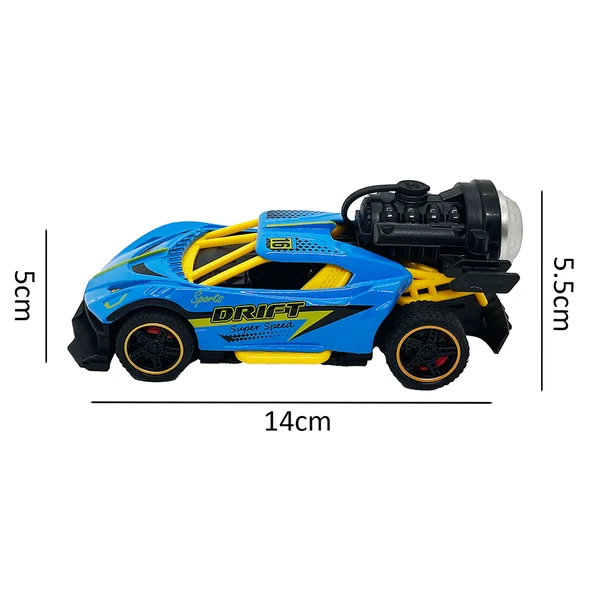 Spray Fonksiyonlu Pilli Metal Çek Bırak Araba Sesli Işıklı Mavi - Resim 2