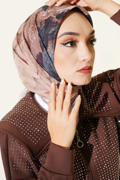 Desenli Demore Latte Serisi Eşarp Asorti 2 ürün görseli 1