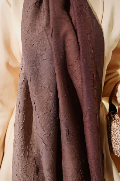 Bambu Kraş Degrade Şal Latte -13 - Resim 4