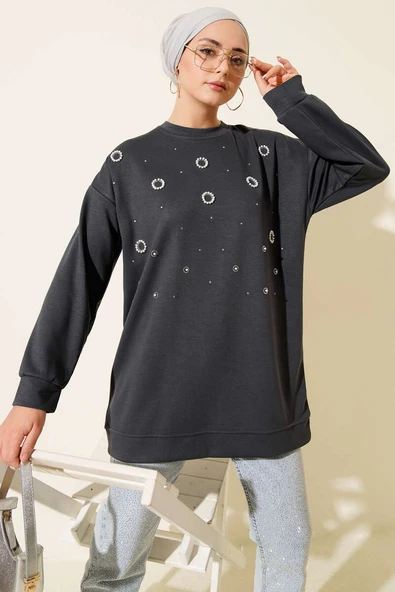 Loyşa Yuvarlak İncili Tunik Füme ürün görseli 1