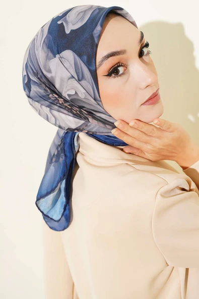 Desenli Demore Lacivert Serisi Eşarp Asorti 8 ürün görseli 1