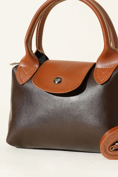 Mini Classic Çıtçıtlı Kadın El Çantası Acı Kahve - Resim 3