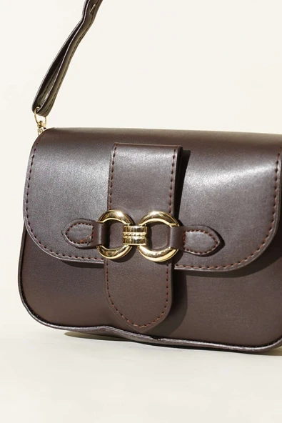 Yaldız Tokalı Kadın El Çantası Acı Kahve - Resim 3