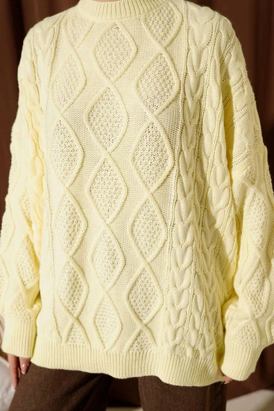 Örme Triko Kazak Sarı - Resim 4