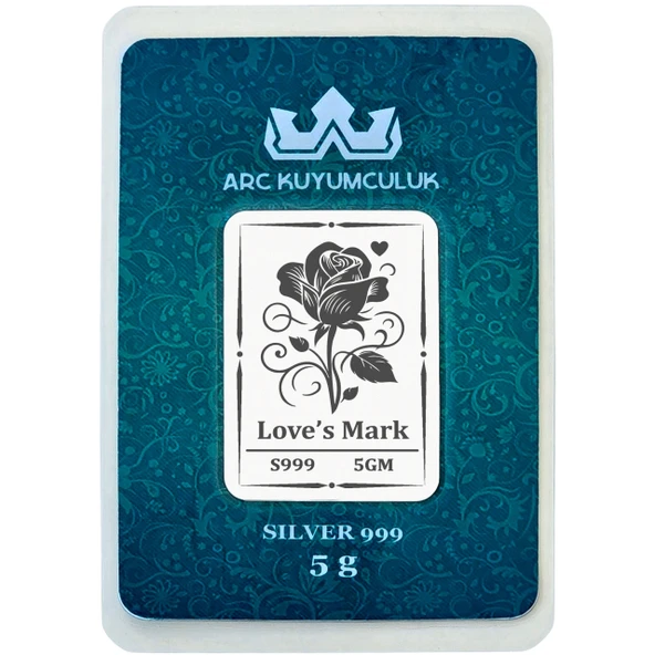 Gül Temalı Hediyeye Özel 5 Gram 999 Ayar Gümüş ile Tasarlanmış Gümüş Külçesi-717 ürün görseli