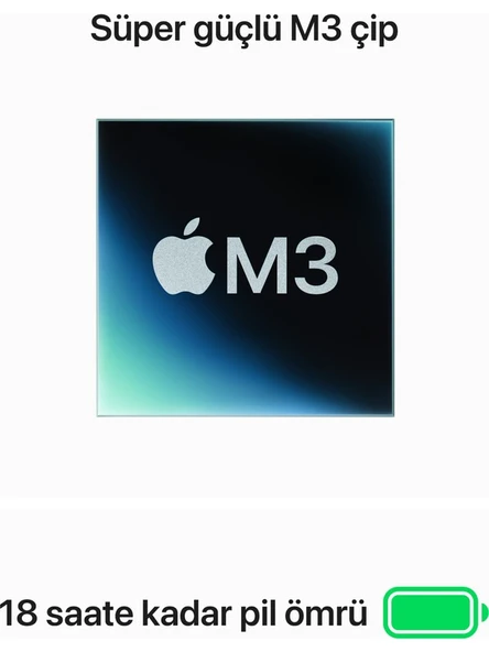 APPLE MacBook Air M3 Çip 8GB 512GB SSD macOS 13" Taşınabilir Bilgisayar Gece Yarısı MRXW3TU/A - Resim 9