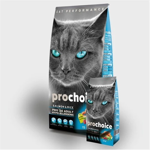 Pro Choice 34 Somonlu ve Pirinçli Yetişkin Kedi Maması 2kg - Resim 2