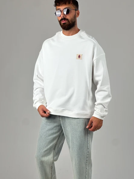 Ekru Tasarım Etnik Erkek Sweatshirt COC1029 - Resim 2