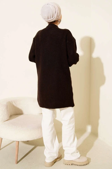 Selanik Örgü Yumoş Triko Tunik Acı Kahve - Resim 3