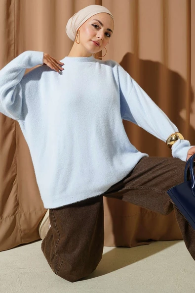 Basic Sakallı Triko Tunik Bebe Mavi ürün görseli