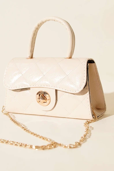 Gloss Mini Zincirli Çanta Krem ürün görseli 1