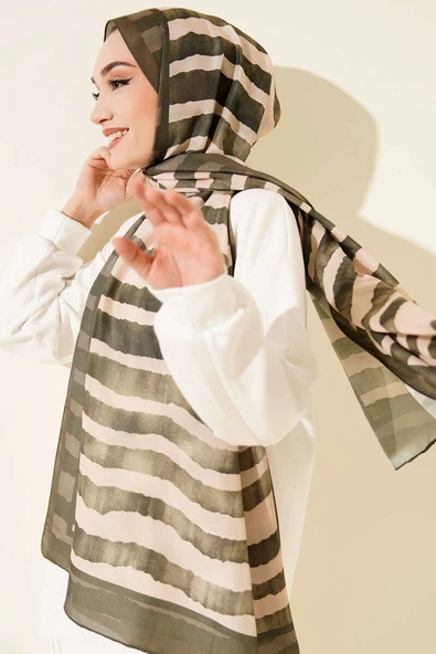 Stick Desen Lina Şal Zümrüt ürün görseli 1