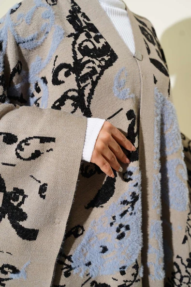 Karışık Desenli Panço Kum Bej - Resim 4