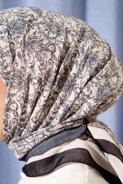 Desenli Siyah Serisi Eşarp Asorti 12 - Resim 4