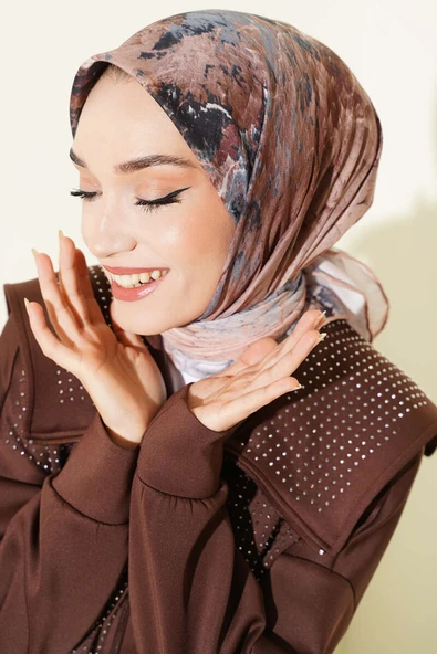 Desenli Demore Latte Serisi Eşarp Asorti 2 - Resim 2