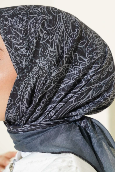 Desenli Demore Siyah Serisi Eşarp Asorti 6 - Resim 4