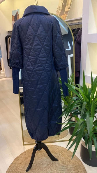 İNVEE KOLLARİ TRİKO ŞİŞME MONT LAÇİVERT 6378 - Resim 5